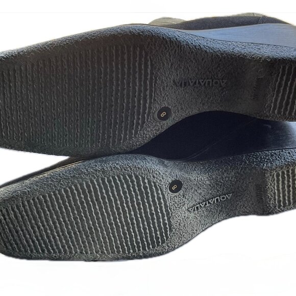 Aquatalia Black Suede Waterproof Black Suede Wedge Heels size 8 New with Box - Picture 7 of 11